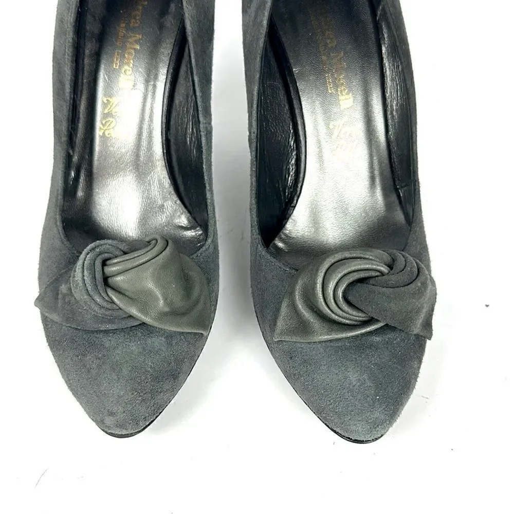 New Andrea Morelli Italy Gray Suede Pumps Heels EUR 36 US 6
